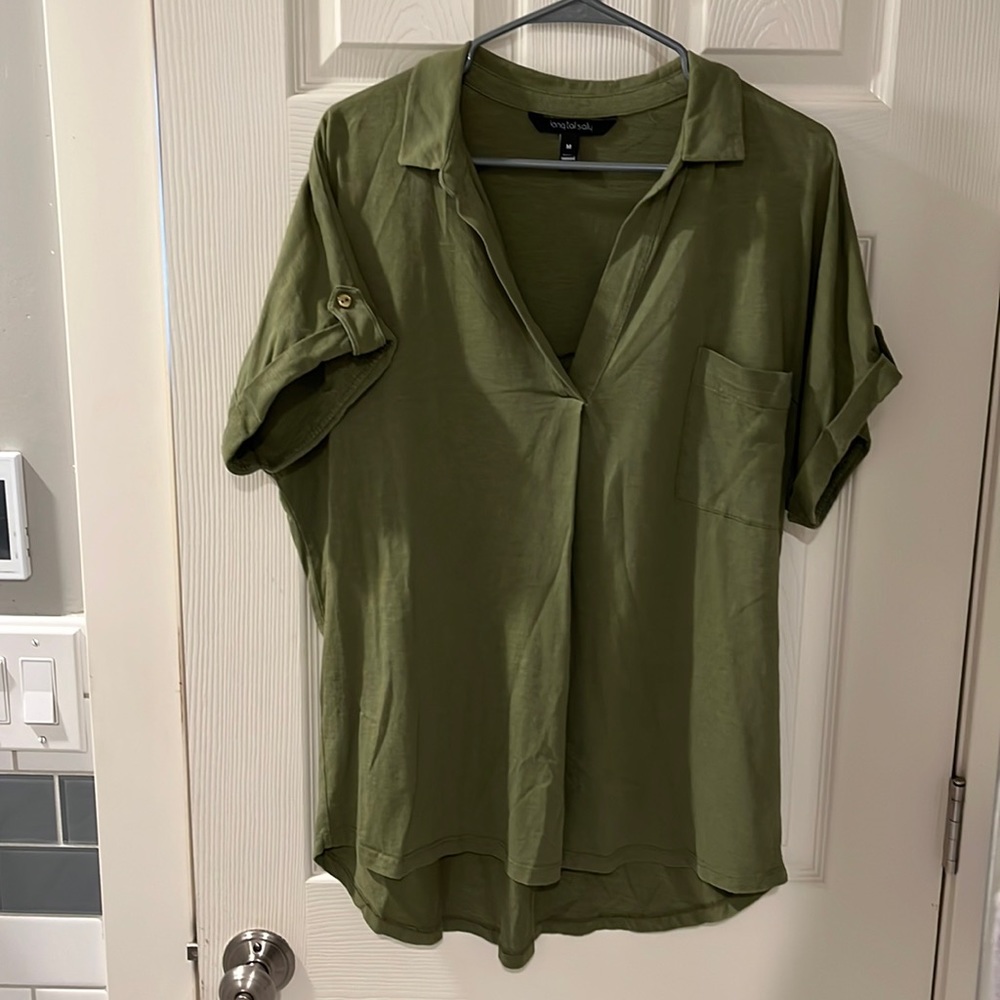 Long Tall Sally collared t-shirt top, size medium.